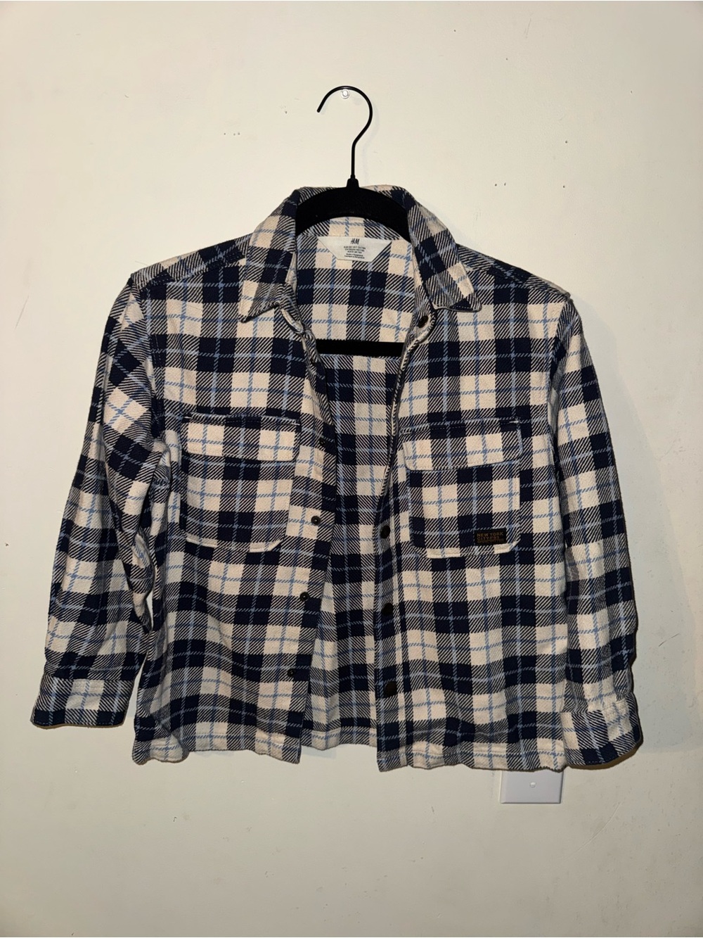 ‼️SALE‼️ H&M Navy and White Plaid Button-Down Shirt Jacket